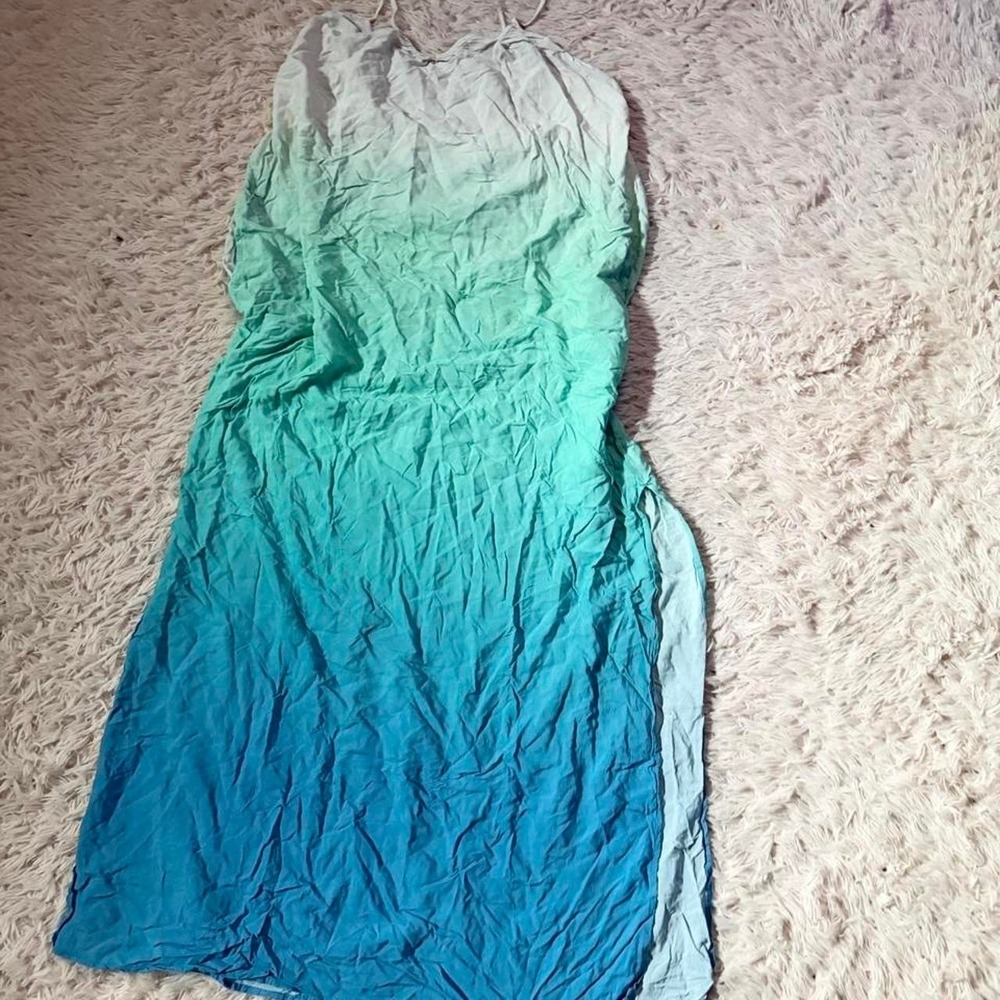 Ombré Water Fairy Kidcore Colorful Hippie Psychedelic Cami Maxi Dress Womens M